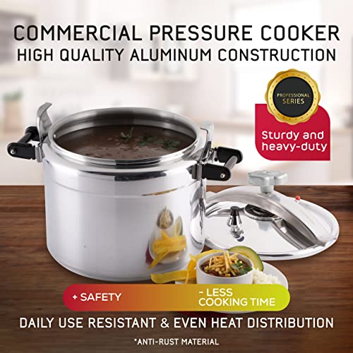 Large) 26-Quart Aluminum Pressure Cooker for Professional Use – Commercial-Grade, 1 Safety Valve, Reinforced Handles, Easy-Open Lid, – Ideal for Large Kitchens, and Restaurants