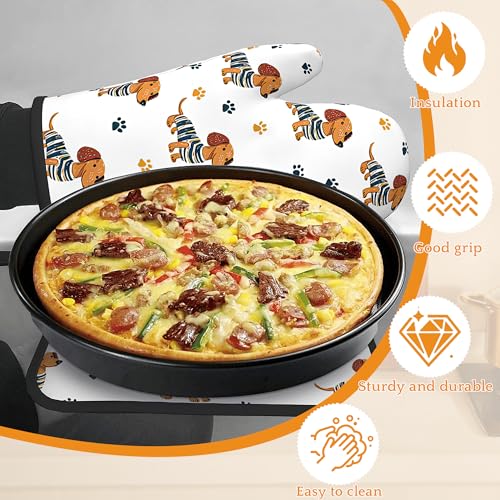 Cute Dachshund Dog Oven Mitts and Pot Holders (4 Count)