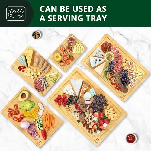 Wooden Cutting Boards for Kitchen Meal Prep & Serving (5-Piece / Natural)