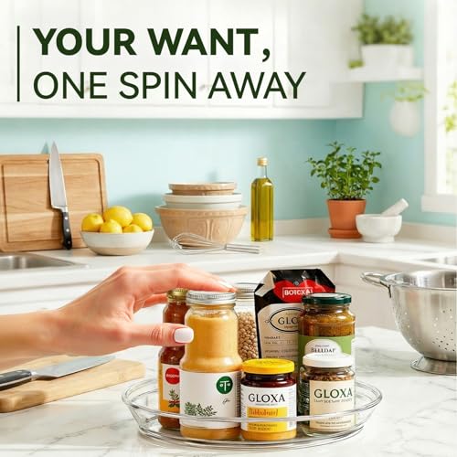2 Pack Lazy Susan Turntable Organizer for Cabinet (2 PACK 1-Tier)