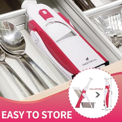 Safe Mandoline Slicer 5 in 1 Vegetable Cutter (Red)