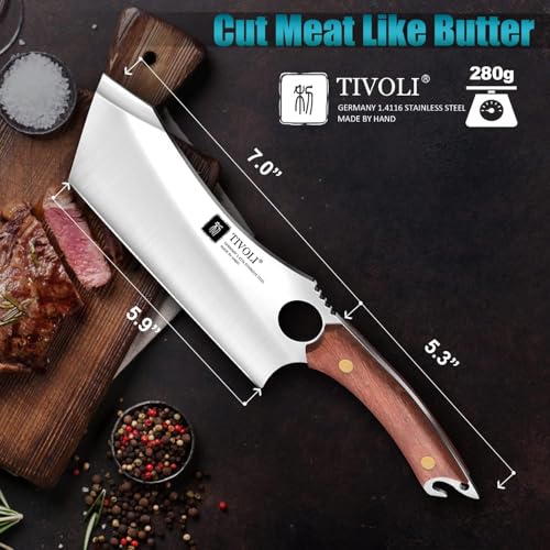 Full Tang Meat Cleaver Knife with Sheath and Bottle Opener (12.3 inch)