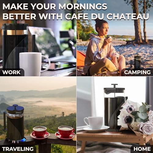 Stainless Steel French Press Coffee Maker 34 oz (Dark Chrome)