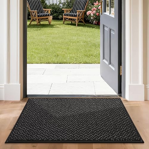 Dirt Trapper Door Mat 24"x36" Non Slip Washable Black
