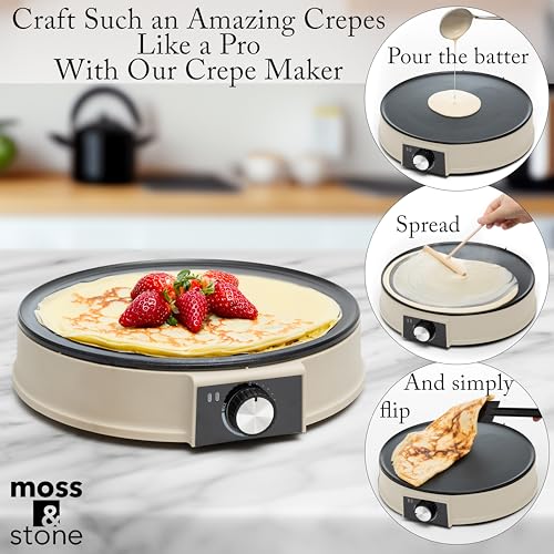 12” Electric Crepe Maker Machine (12 Inch Corded / Beige)