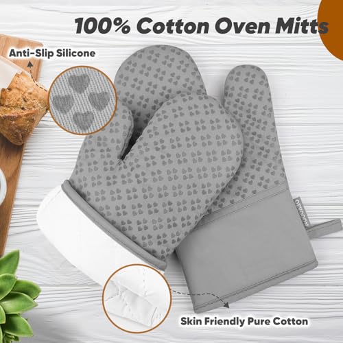 Oven Mitts and Pot Holders 4 Sets (Gray)