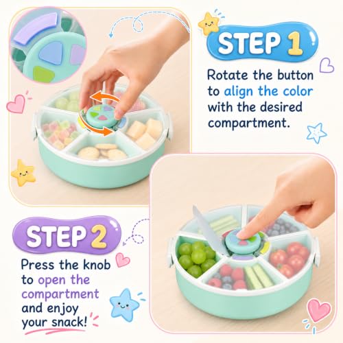 Kids' Rotating Snack Container Set (Green 2 Pack)