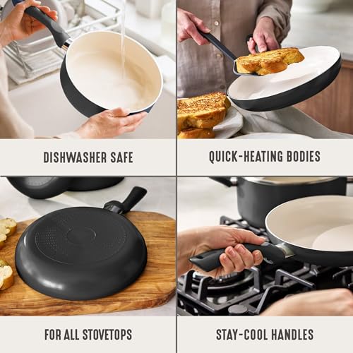 2 Piece 8" & 10" (8" and 10" Frying Pan Skillet Set / Graphite Black)