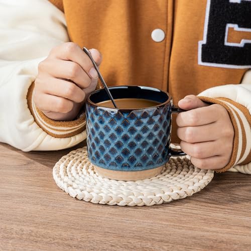 12 OZ Stackable Coffee Mugs Set of 4 (Deep Sea / 12 Ounces)