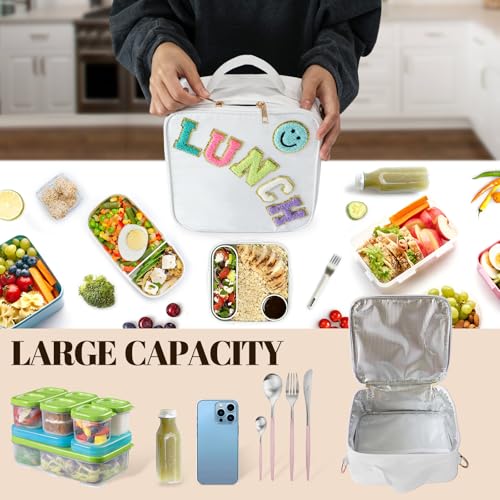 Insulated Lunch Bag With Adjustable Shoulder Strap (White)