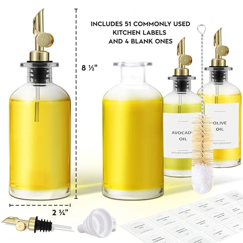 Oil Dispenser for Kitchen (11.8 fl oz (4-Pack) / Gold)