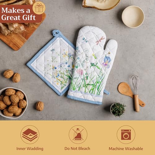 Pot Holders 100% Cotton Potholders (012 - Fleurs De Mai / 8" x 8" (Pot Holder Pack of 2))