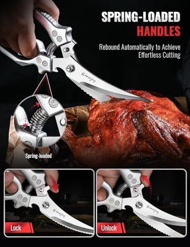 2 Piece Kitchen Scissors Set with Poultry Shears (Sliver)