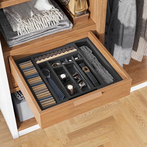 Bamboo Expandable Drawer Organizer for Utensils Holder
