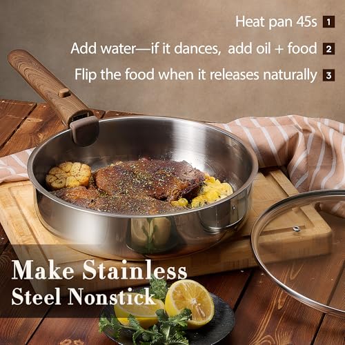 19pcs Tri Ply Stainless Steel Cookware Set with Detachable Handle (Silver / 19 pieces)