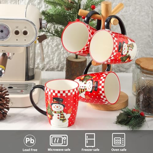 Christmas Coffee Mugs Set of 4 (Christmas Red / Set of 4)