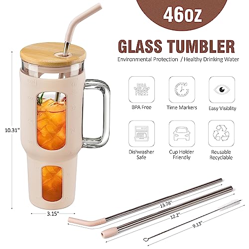 Glass Tumbler with Lid and Straw (Amber / 46 Ounces)