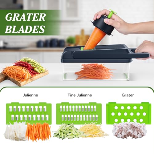 Veggie Chopper Vegetable Cutter (Green / 7 blades)