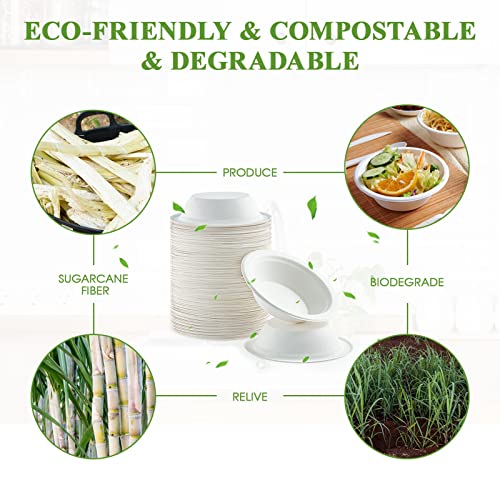 200 Pack 12 OZ Compostable Paper Bowls (12 oz White)
