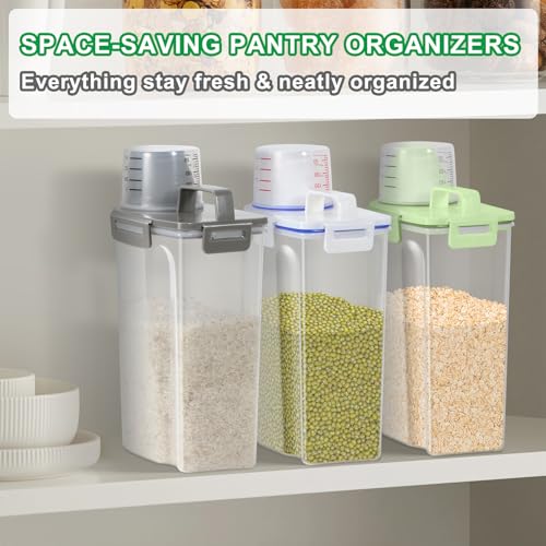 Rice Container Cereal Storage Container 2 Pack 5 Lbs (Grey 3+3Qt)