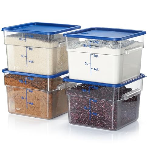 4 Pack Food Storage Containers with Blue Lids (12.0 Qt 4-Pack(Blue Lids))