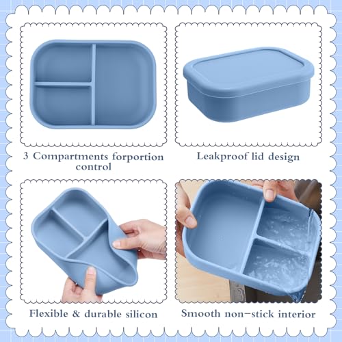 4 Pcs Silicone Bento Box (Macaron Blue)