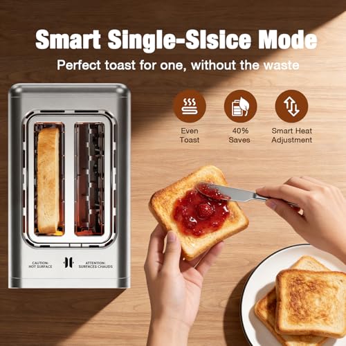 2 Slice Toaster Smart Touchscreen Wide Slot with Bagel Mode (Silver-Black / 2 Slots 2 Slice)