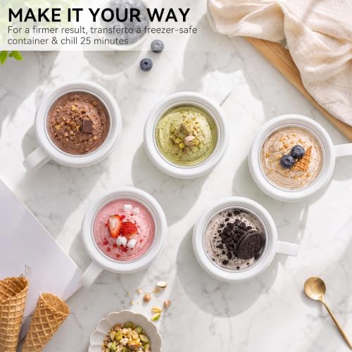 Home Ice Cream Maker Machine with 2 Ice Cream Bowls (Pure White / Standard)