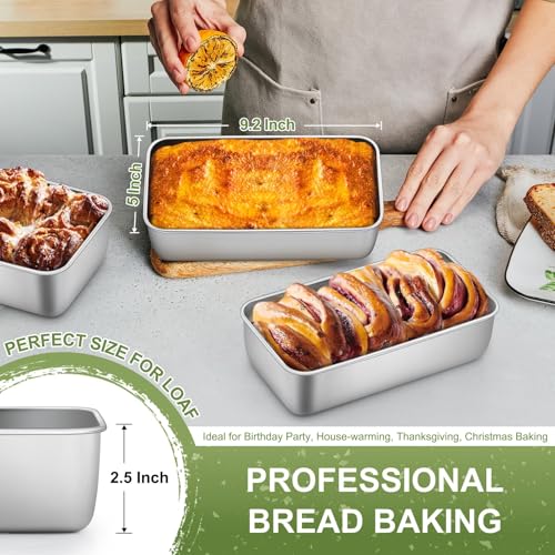 Loaf Pan 9 x 5 Inch Stainless Steel Bread Pan (4 Count)
