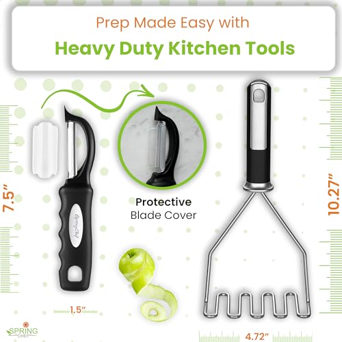 Stainless Steel Potato Masher & Durable Vegetable Peeler Set