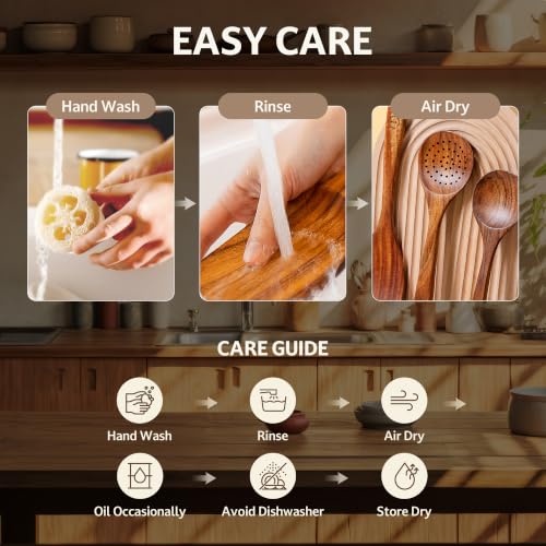 12 Piece Teak Wood Cooking Utensil Set With Holder (12 PCS Set)