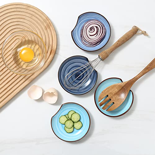 4.6 Inch Ceramic Spoon Rest for Stove Top (Gradient Blue)