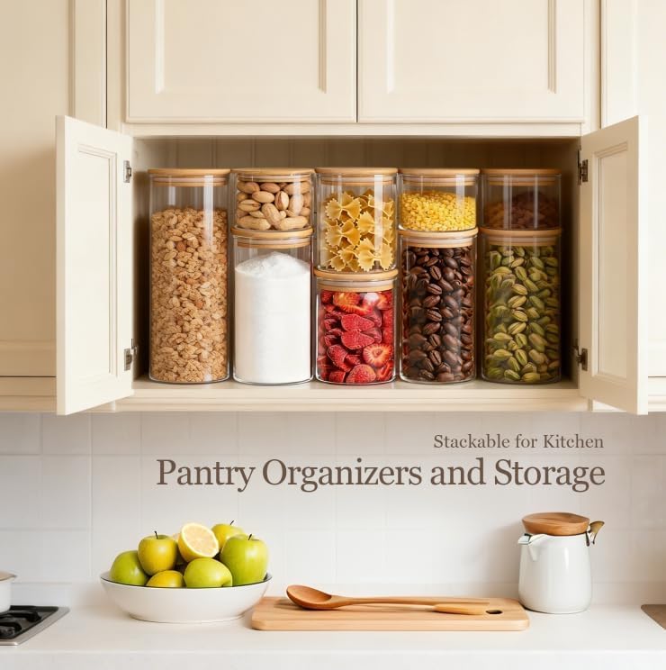 Glass Storage Containers with Lids (0.6 Qt x 2 / 1 Qt x 2 / 1.5 Qt x 2)