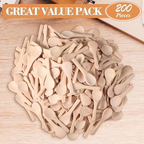 200 Pcs Small Wooden Spoons (Light Wood)