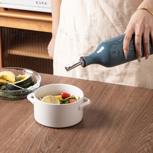 Sweejar Large Olive Oil Dispenser Bottle with Spout (Fog blue / Patterned styles)