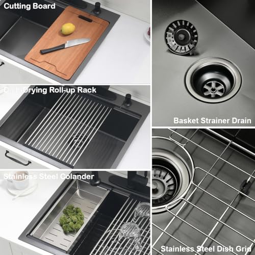 26 inch Black Drop in Kitchen Sink (26"L x 19"W x 10"D / Black（26*19 ）)