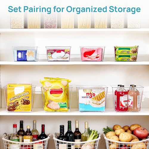 8 Pack Clear Storage Bins Set for Pantry Organizer (Set C)