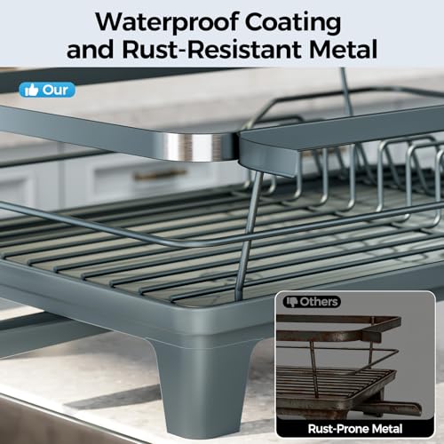 Urakify Dish Drying Rack for Kitchen Counter (Blue)