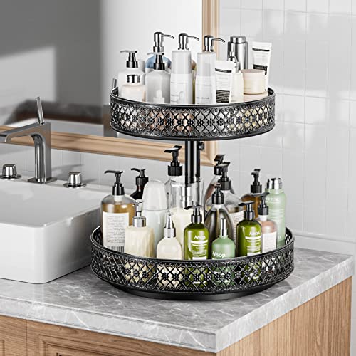 2 Tier Lazy Susan Organizer (2 Tier Black)