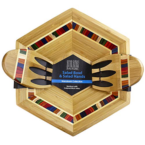 Baltique Marrakesh Collection 14" Salad Serving Bowl with Salad Hands (Marrakesh)