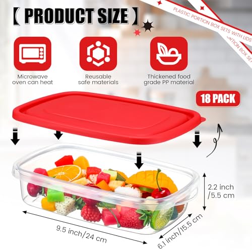 18 Pcs 33 oz Plastic Food Storage Containers with Lids (Red)