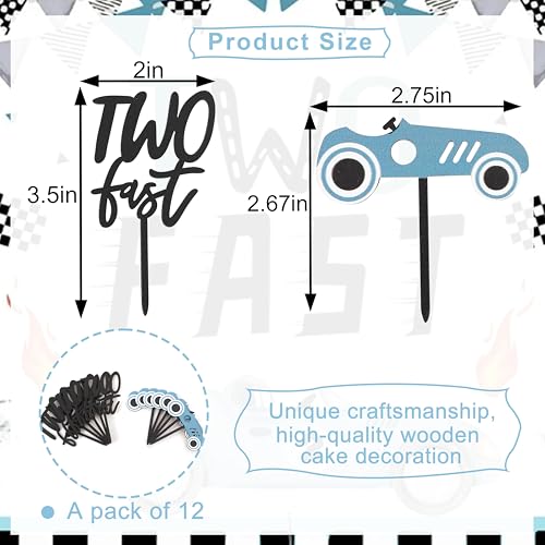 Wooden Two Fast Birthday Cupcake Topper