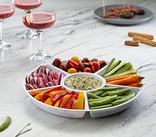 6 Sectional Round Plastic Serving Tray (White)