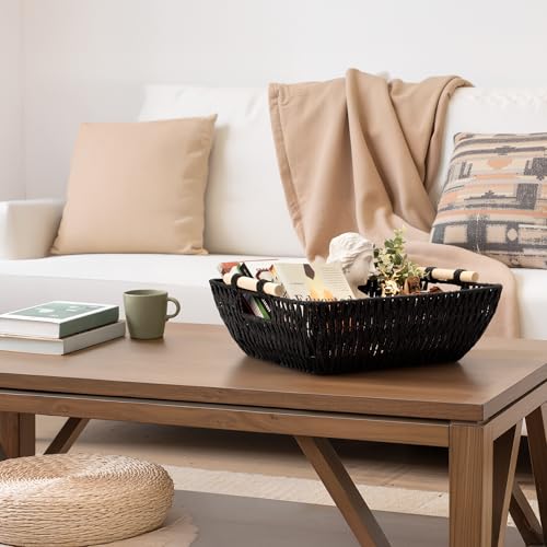 Large Wicker Storage Basket (Black / Large)