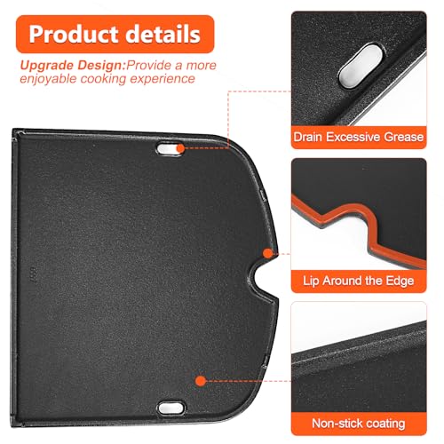 7034 Cast Iron Griddle for Weber Traveler 9010001 Gas Grill (13.6" x 12.4" x 0.6")