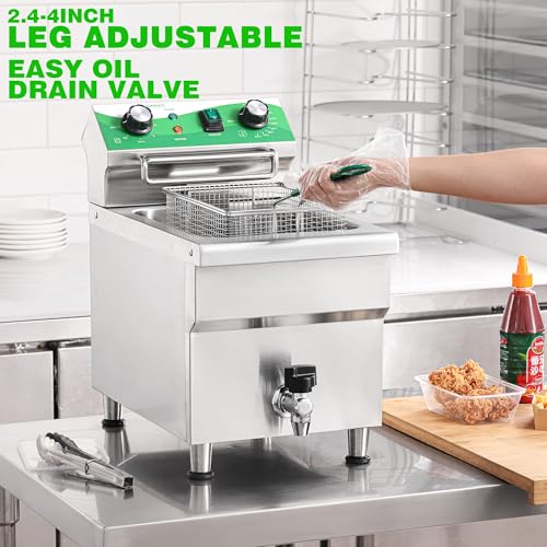 12.7 QT Commercial Fryer Electric Deep Fryer with Basket and Lid (12L)