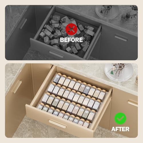 Spice Drawer Organizer (Clear / 8 Packs - 1 Tier)