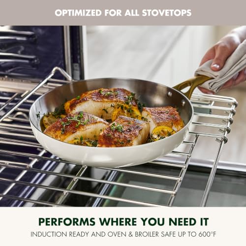 Stainless Steel Tri (10" & 12" Frying Pan Skillet Set / Cream White)