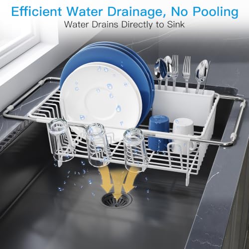 White Dish Drying Rack in Sink (White / For 12"-30"w Sink)