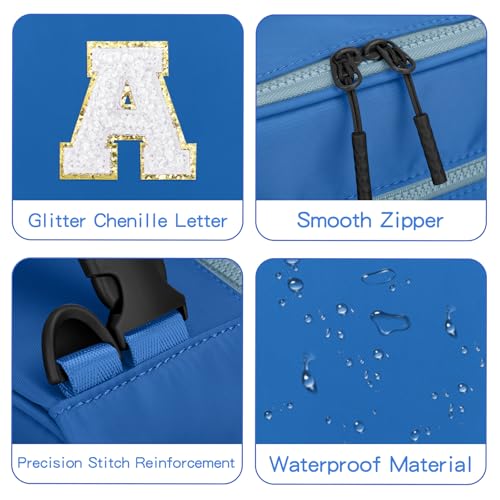 Lunch Box Kids Large Initial Insulated Lunch Bag for Girls (Blue / A)